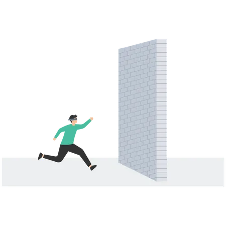 Courage and motivation to breakthrough the wall  Illustration