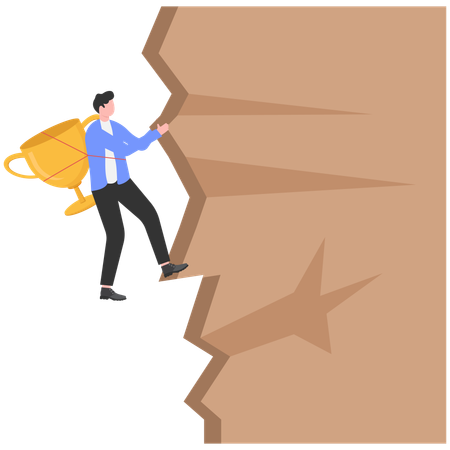 Courageous businessman climbing wall  Illustration