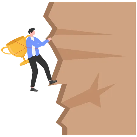 Courageous businessman climbing wall  Illustration