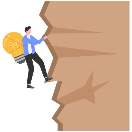 Courageous businessman climbing wall  Illustration