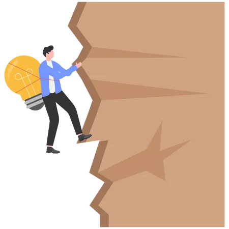 Courageous businessman climbing wall  Illustration