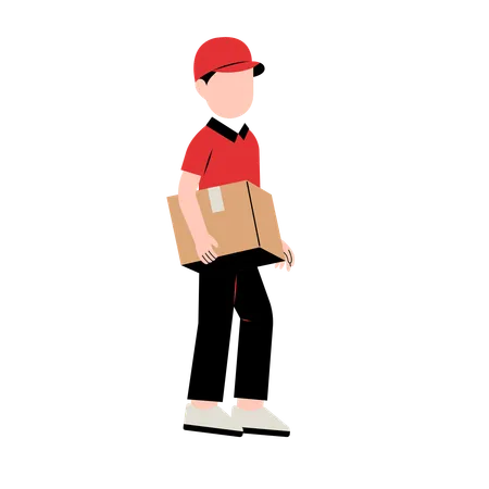 Courier boy carrying parcel  Illustration