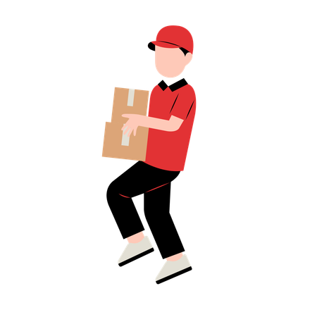 Courier boy carrying parcel  Illustration