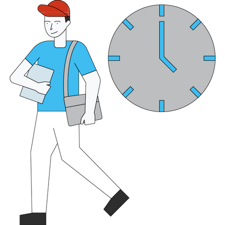 Courier boy delivering on time  Illustration