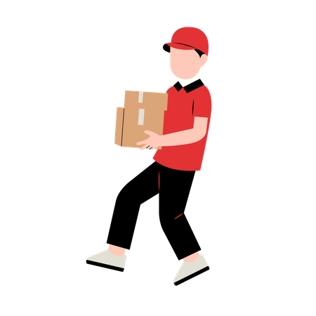 Courier boy Holding Package  Illustration