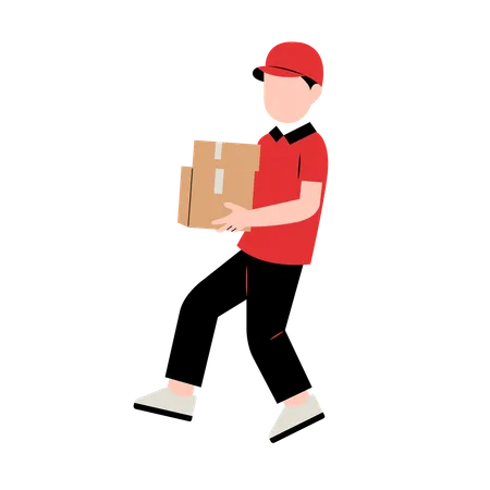 Courier boy Holding Package  Illustration