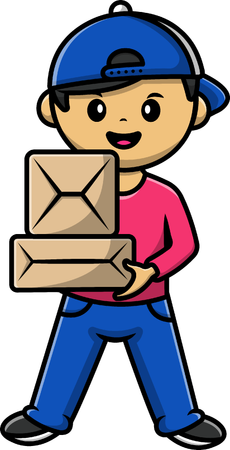 Courier Boy Holding Package  Illustration