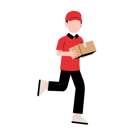 Courier boy holding parcel  Illustration