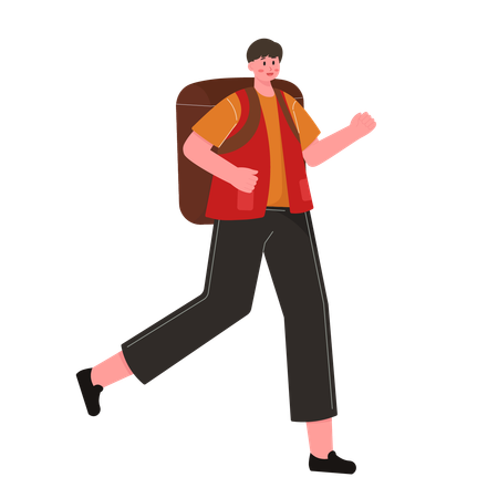 Courier boy running with package bag  Illustration