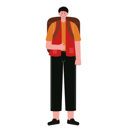 Courier boy with package bag  Illustration