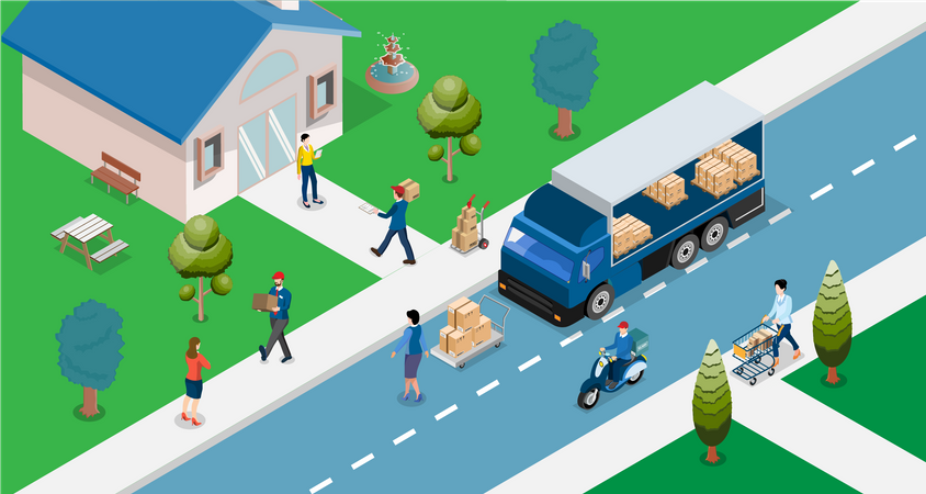 Courier Cargo Truck Illustration