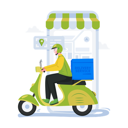 Courier delivering package  Illustration