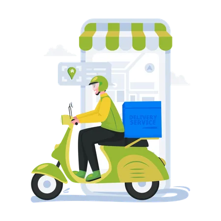 Courier delivering package  Illustration