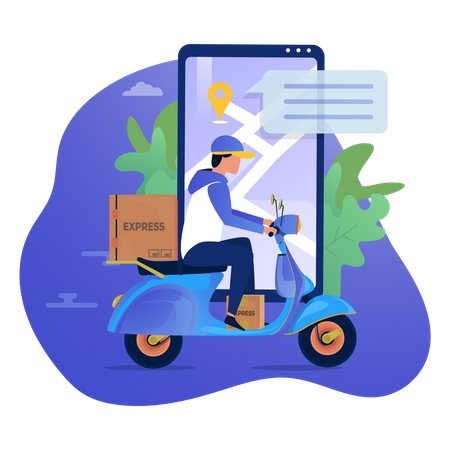 Courier delivering package  Illustration