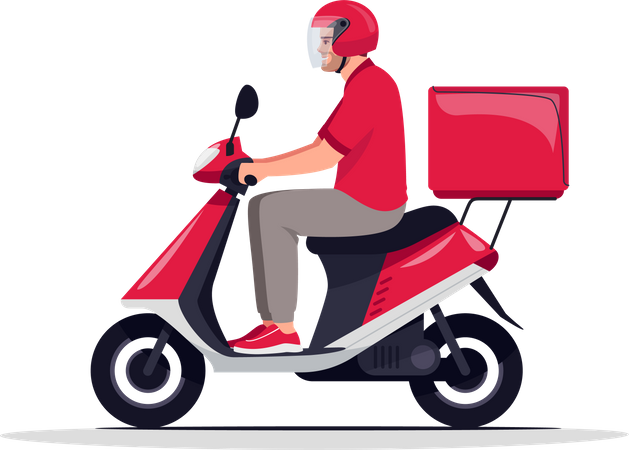 Courier delivery on motorbike  Illustration
