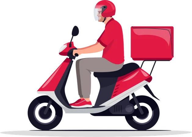 Courier delivery on motorbike  Illustration