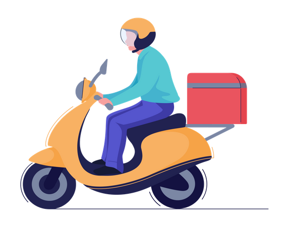 Courier delivery on motorbike Illustration
