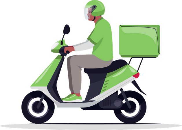 Courier delivery on motorbike  Illustration