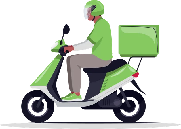 Courier delivery on motorbike  Illustration