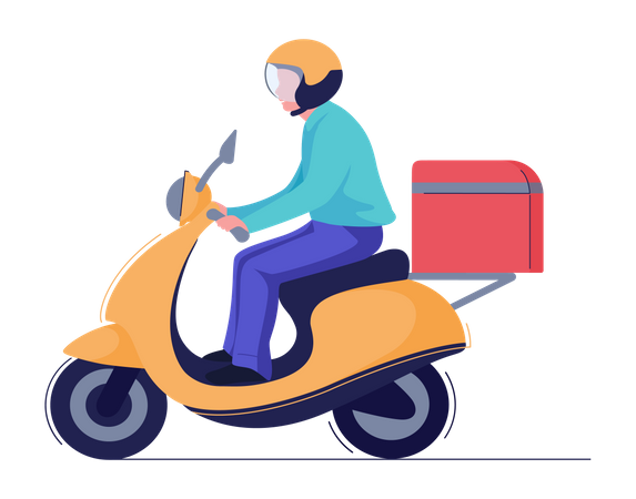 Courier delivery on motorbike  Illustration