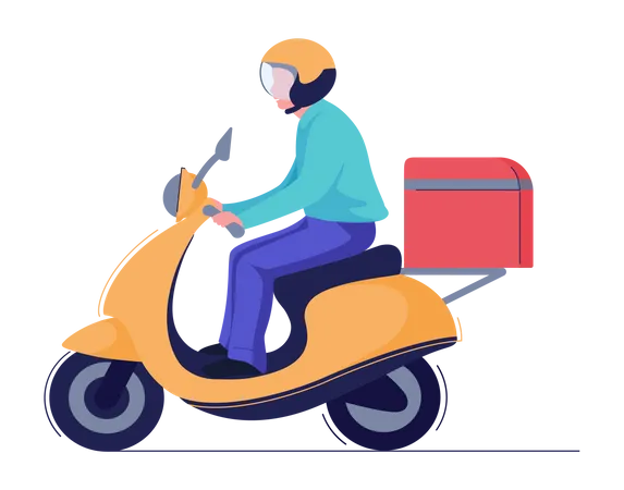 Courier delivery on motorbike  Illustration