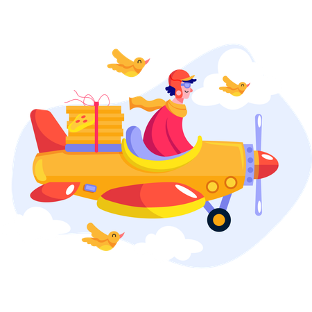 Courier delivery through flight  Illustration