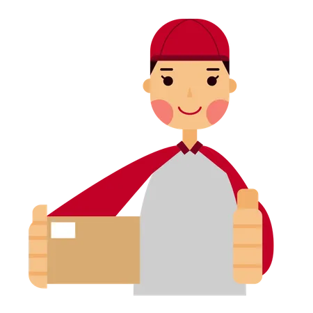 Courier guy holding box  Illustration