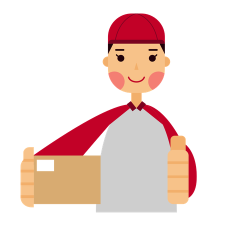 Courier guy holding box  일러스트레이션