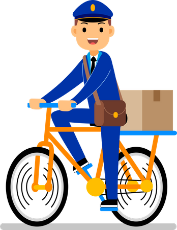 Courier guy riding bicycle  Illustration