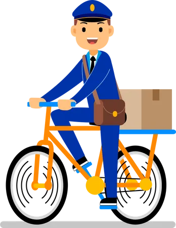 Courier guy riding bicycle  Illustration