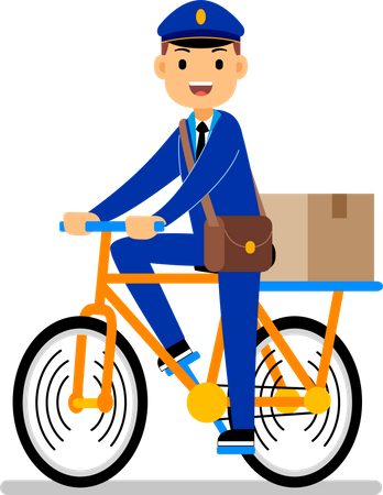 Courier guy riding bicycle  Illustration