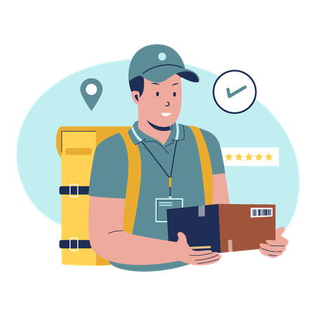 Courier holding parcel box  Illustration