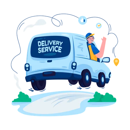 Shipping Courier On The Way Illustration Illustration