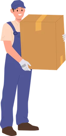Courier loader providing help in relocation and home moving  Illustration