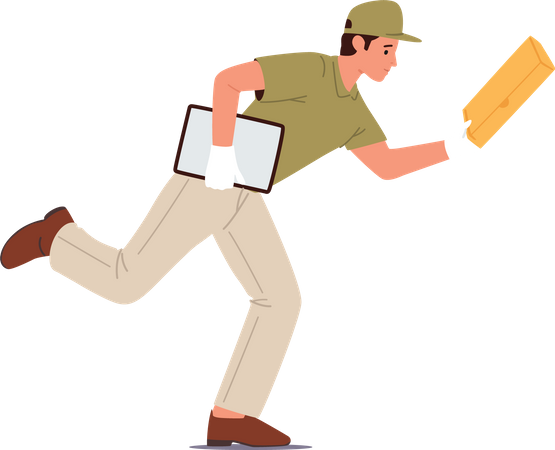 Courier Male with Pizza Box and Invoice Illustration