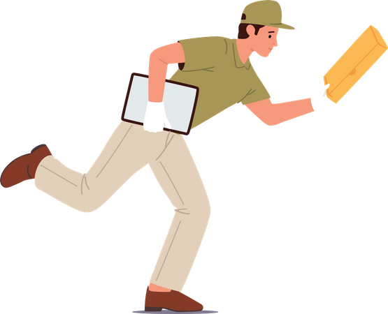 Courier Male with Pizza Box and Invoice  Illustration