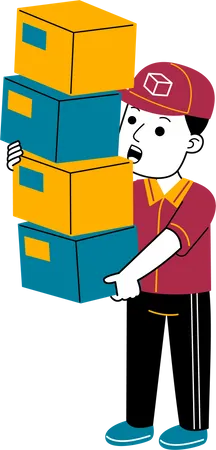 Courier man brings package  Illustration