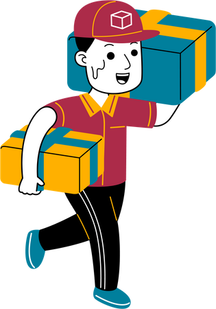 Courier man brings package  Illustration