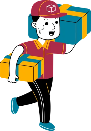 Courier man brings package  Illustration