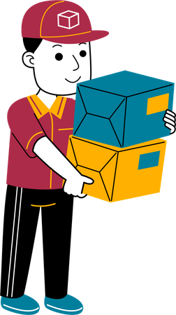 Courier man brings package  Illustration