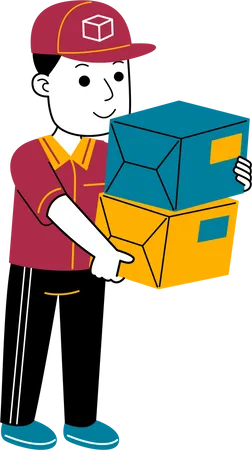 Courier man brings package  Illustration