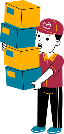 Courier man brings package  Illustration