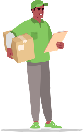 Courier man checking delivery address Illustration
