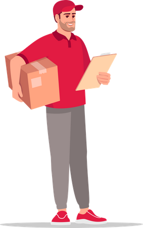 Courier man checking delivery address  Illustration