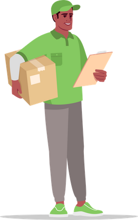 Courier man checking delivery address  Illustration