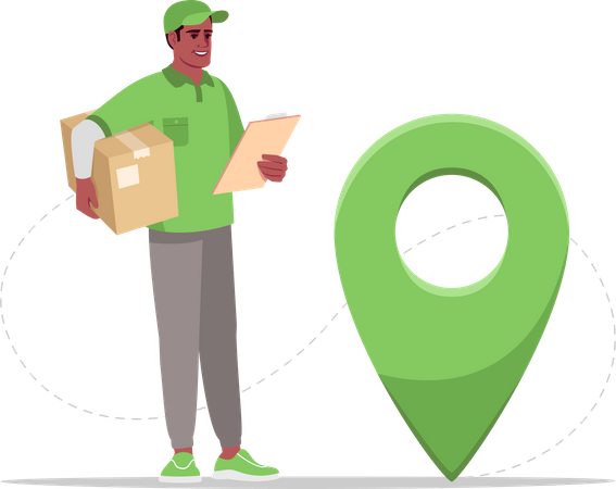 Courier man checking geolocation Illustration