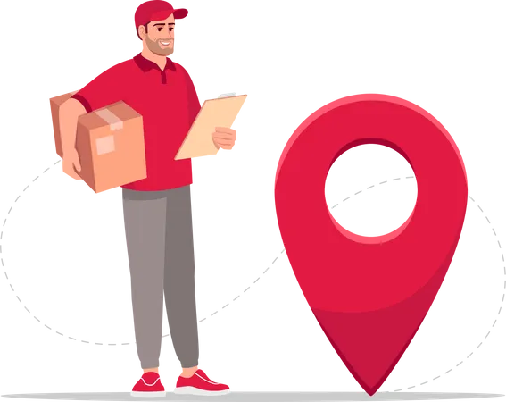 Courier man checking geolocation Illustration