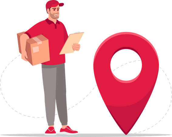 Courier man checking geolocation  Illustration