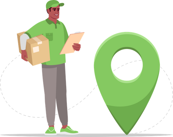 Courier man checking geolocation  Illustration