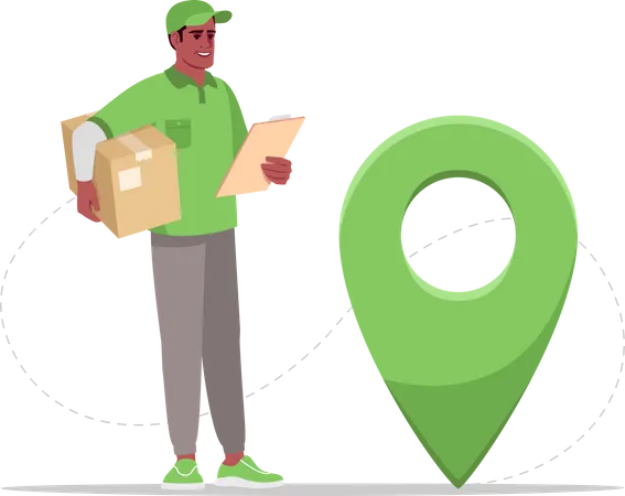 Courier man checking geolocation  Illustration